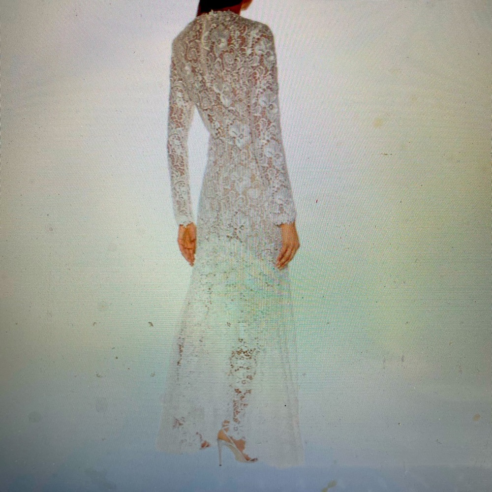 All over 3d lace appliqué wedding Costarellos gown